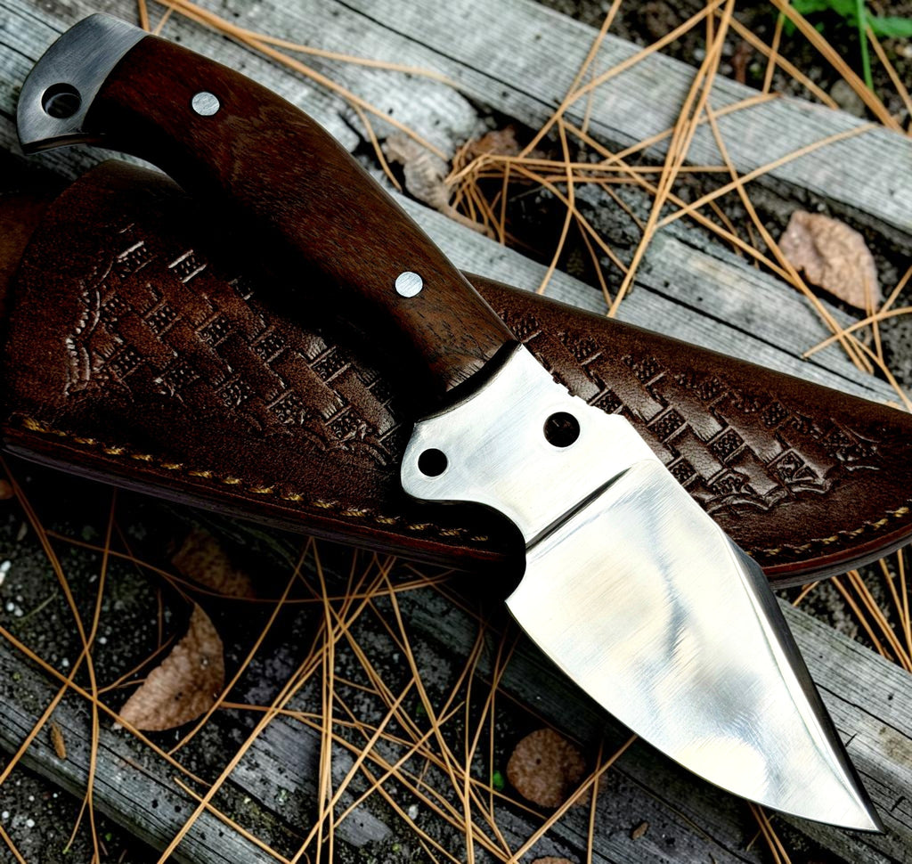 Timbercat Knives Handmade hunting skinner knife with leather sheath J2 Steel 1001