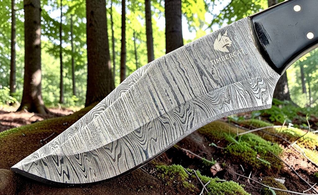 TIMBERCAT KNIVES Handmade Damascus steel hunting knife with bone handle  9'' overall with real cow leather sheath 1002