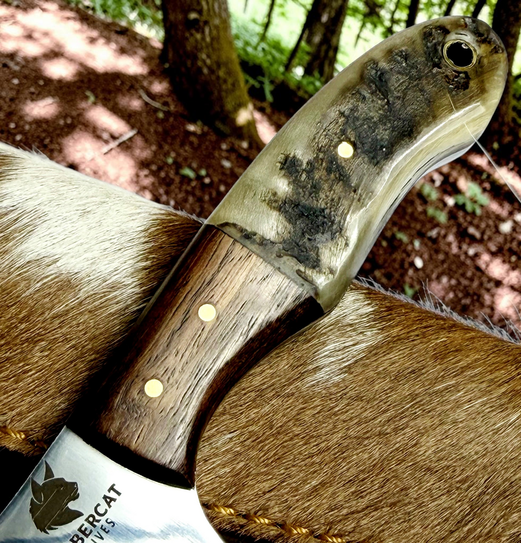 Timbercat Knives Handmade Hunting Skinner Knife 8 Inches with Cowhide Leather Sheath J2 Steel 1004