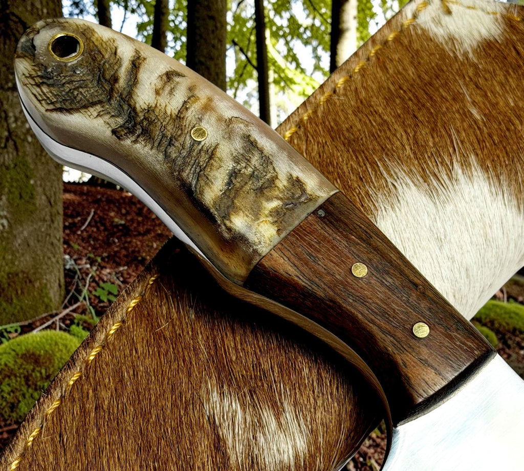 Timbercat Knives Handmade Hunting Skinner Knife 8 Inches with Cowhide Leather Sheath J2 Steel 1004