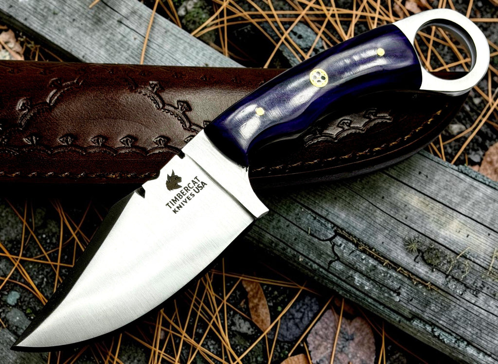 Timbercat Knives Handmade Hunting Skinner Knife 8 Inches with Cowhide Leather Sheath J2 Steel 1005