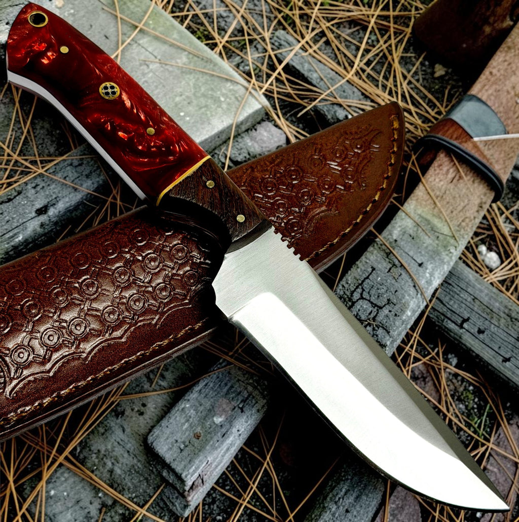 Timbercat Knives Handmade Hunting Skinner Knife 9 Inches with Cowhide Leather Sheath J2 Steel 1006
