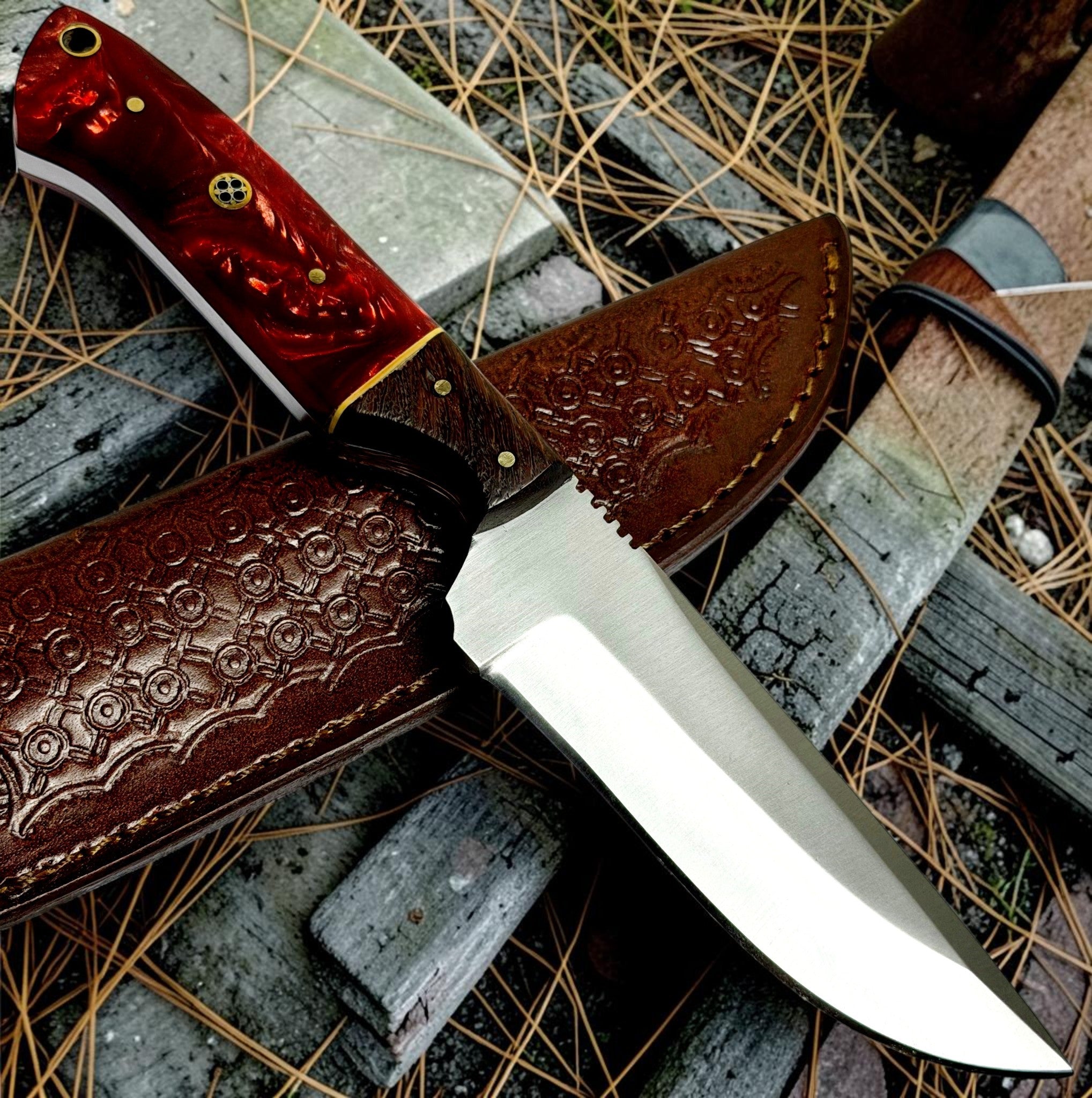 Timbercat Knives Handmade Hunting Skinner Knife 9 Inches with Cowhide Leather Sheath J2 Steel 1006