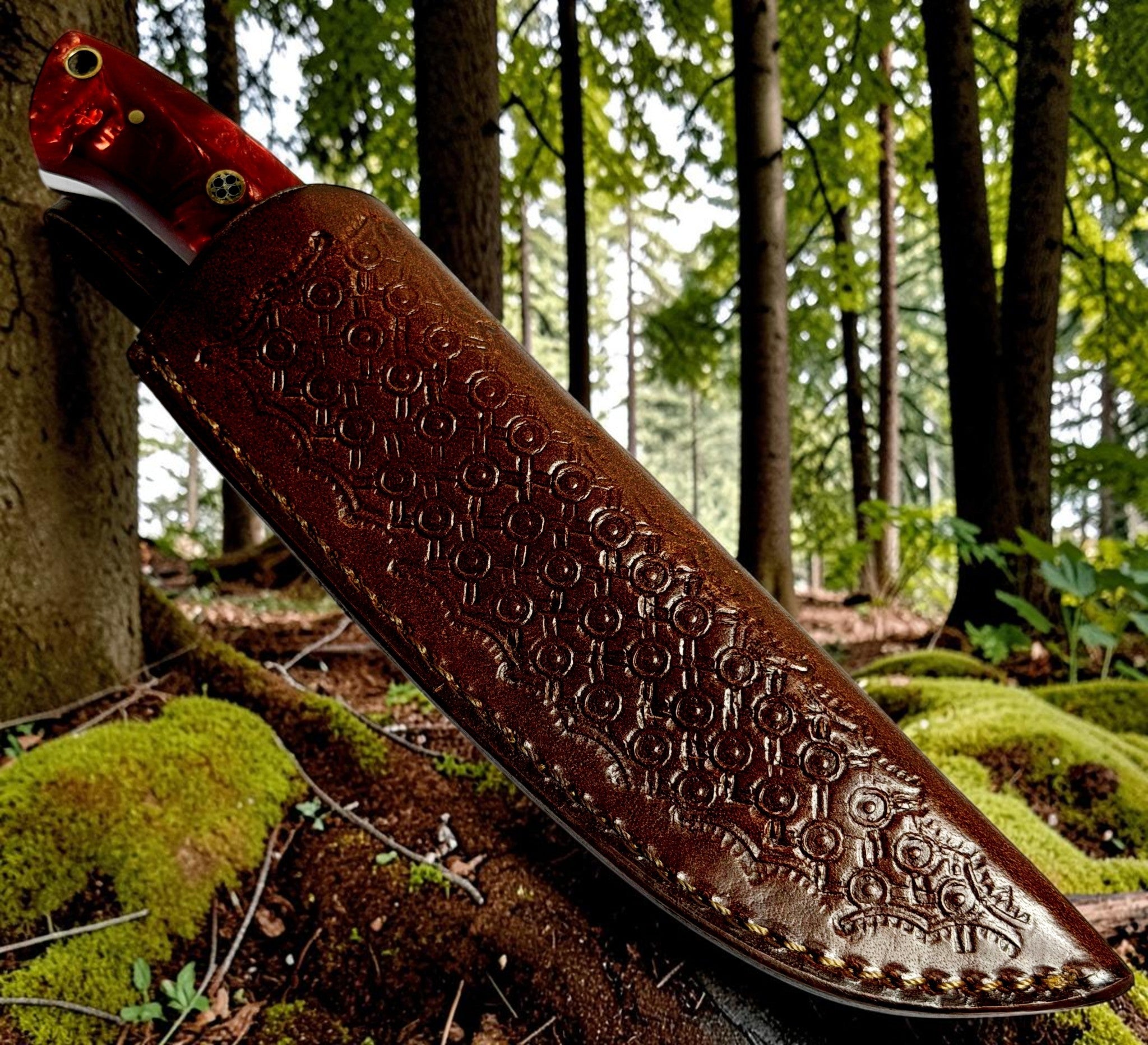 Timbercat Knives Handmade Hunting Skinner Knife 9 Inches with Cowhide Leather Sheath J2 Steel 1006