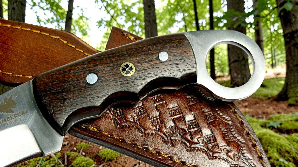 Timbercat Knives Handmade Hunting Skinner Knife 7 Inches with Cowhide Leather Sheath J2 Steel 1007