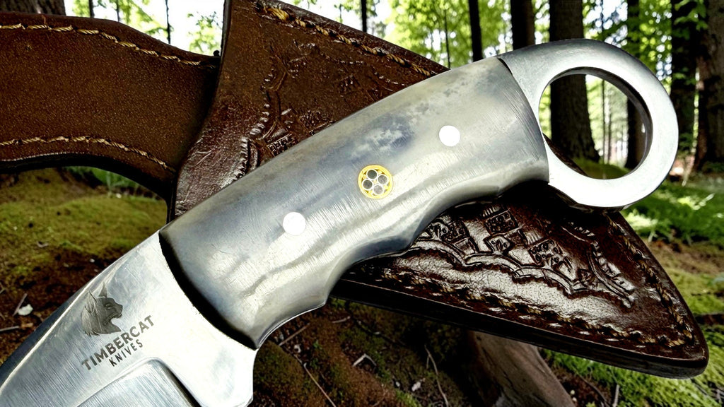 Timbercat Knives Handmade Hunting Skinner Knife 7 Inches with Cowhide Leather Sheath J2 Steel 1009