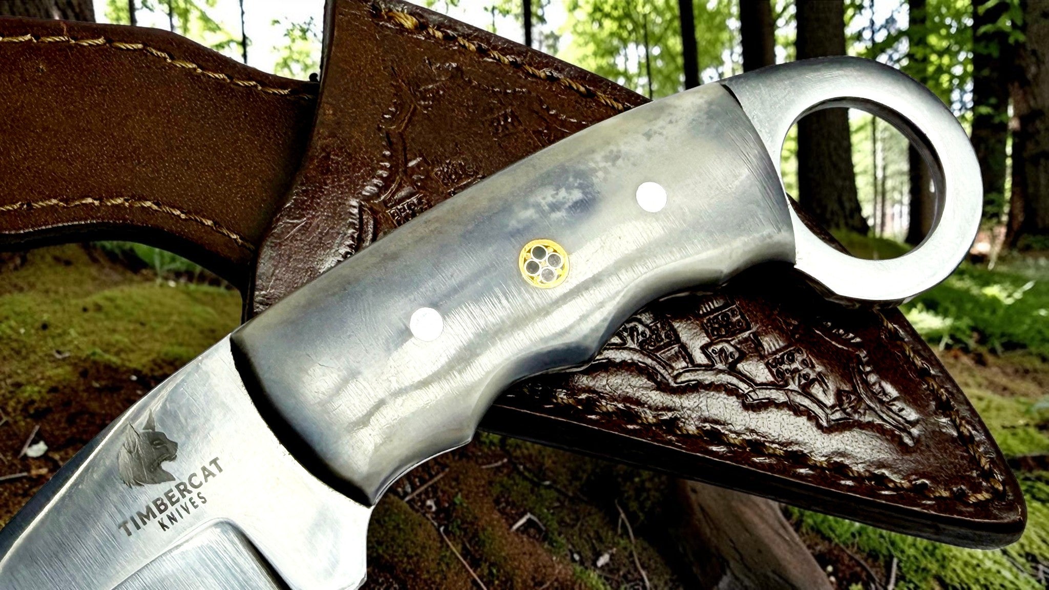 Timbercat Knives Handmade Hunting Skinner Knife 7 Inches with Cowhide Leather Sheath J2 Steel 1009