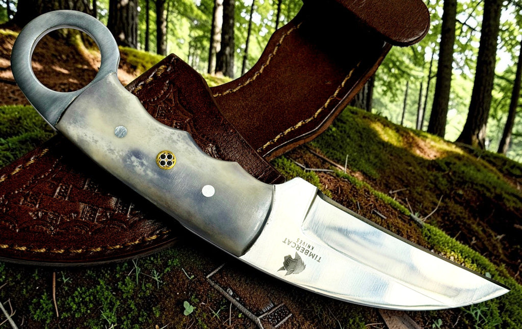 Timbercat Knives Handmade Hunting Skinner Knife 7 Inches with Cowhide Leather Sheath J2 Steel 1009