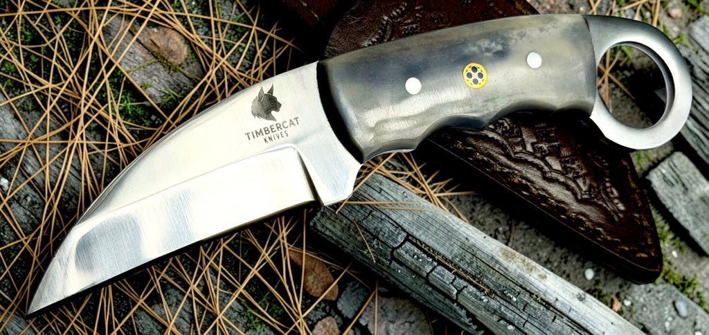 Timbercat Knives Handmade Hunting Skinner Knife 7 Inches with Cowhide Leather Sheath J2 Steel 1009