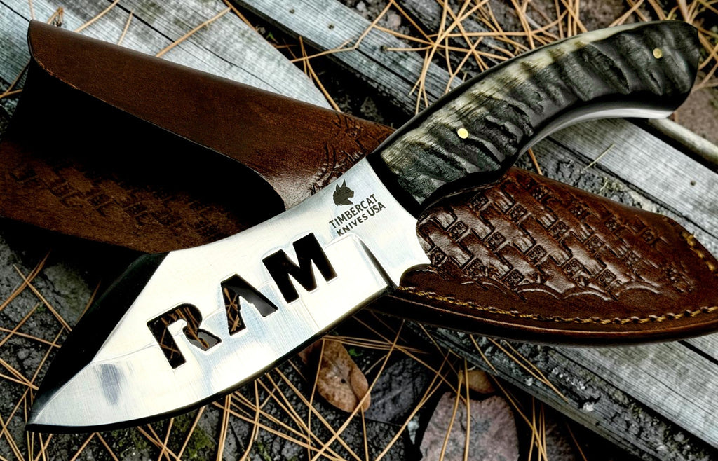Timbercat Knives Handmade Hunting Skinner Knife 8 Inches with Cowhide Leather Sheath J2 Steel 1011