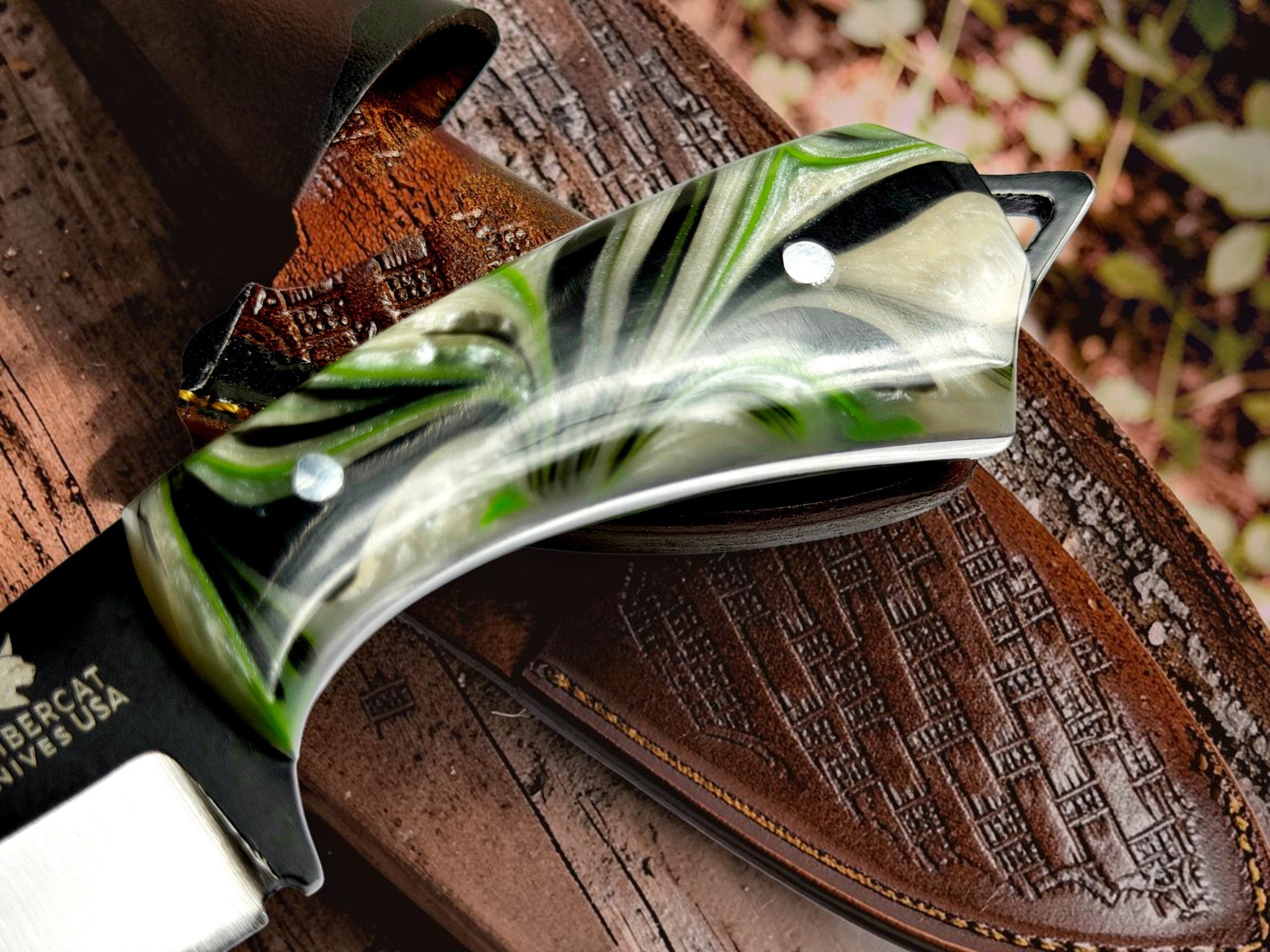 Timbercat Knives Handmade Hunting Skinner Knife 7 Inches with Cowhide Leather Sheath J2 Steel 1012