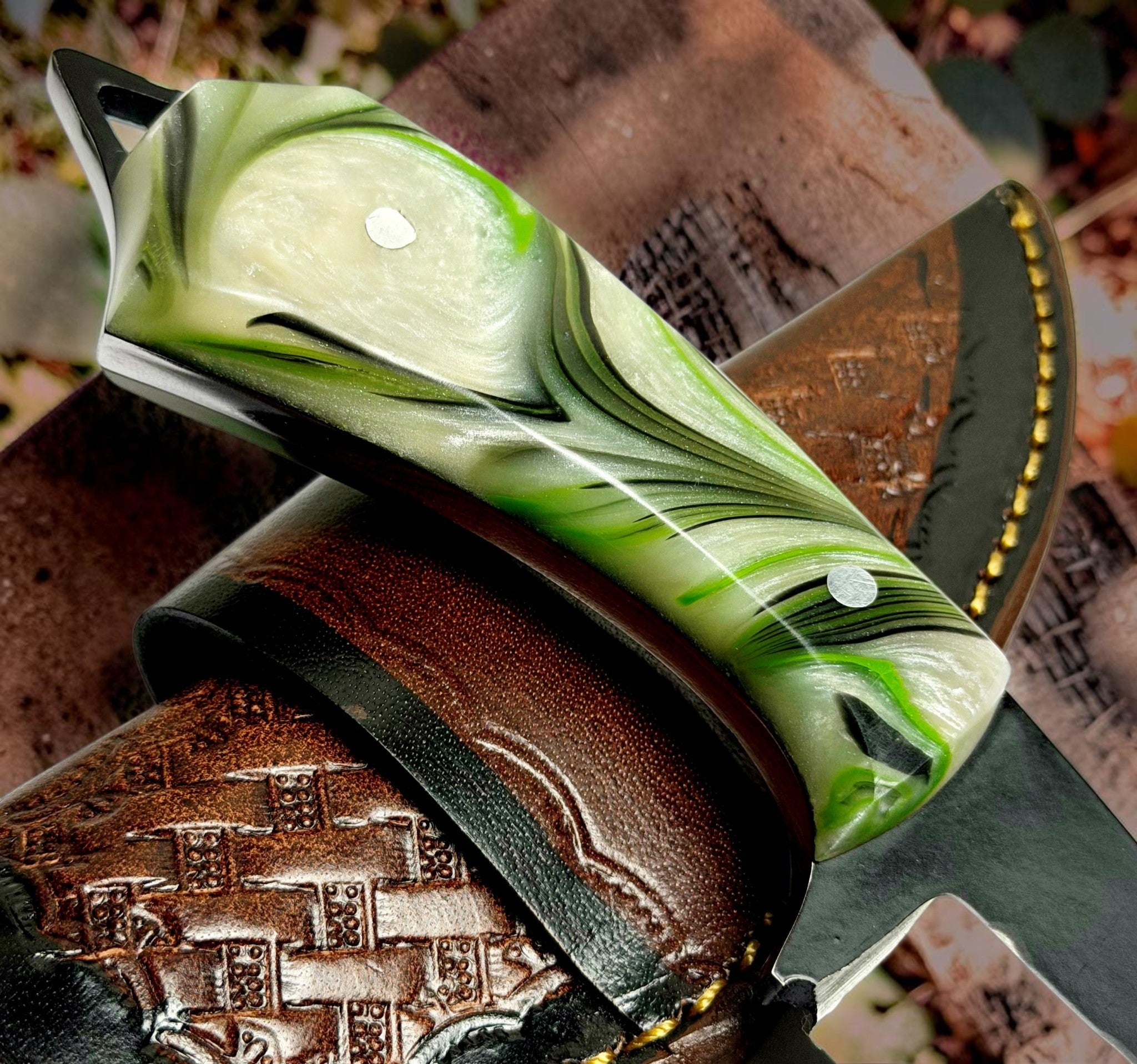 Timbercat Knives Handmade Hunting Skinner Knife 7 Inches with Cowhide Leather Sheath J2 Steel 1012