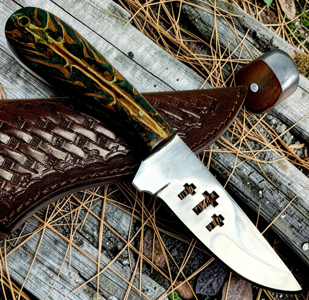 Timbercat Knives Handmade Hunting Skinner Knife 8 Inches with Cowhide Leather Sheath J2 Steel 1013