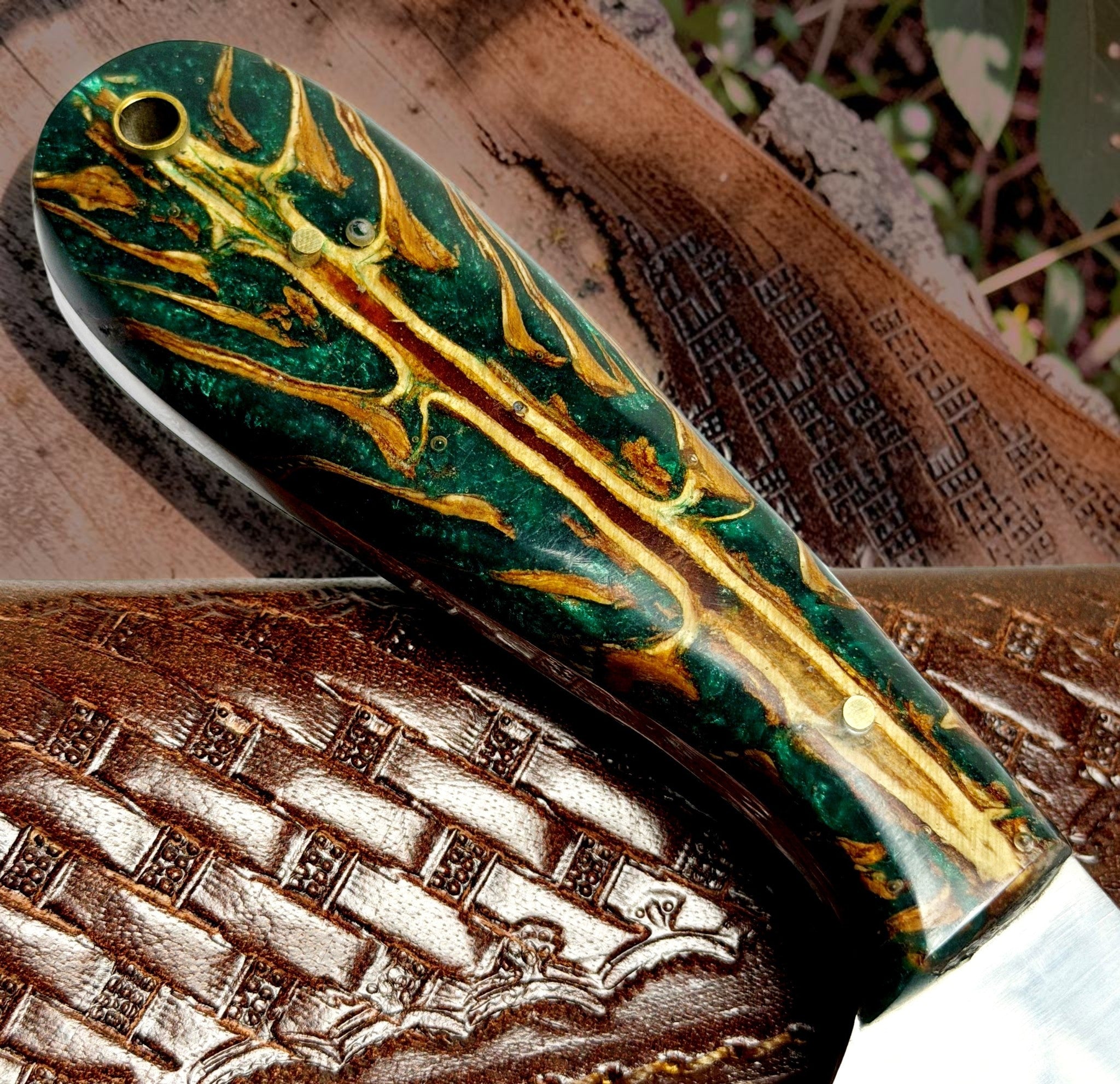 Timbercat Knives Handmade Hunting Skinner Knife 8 Inches with Cowhide Leather Sheath J2 Steel 1013
