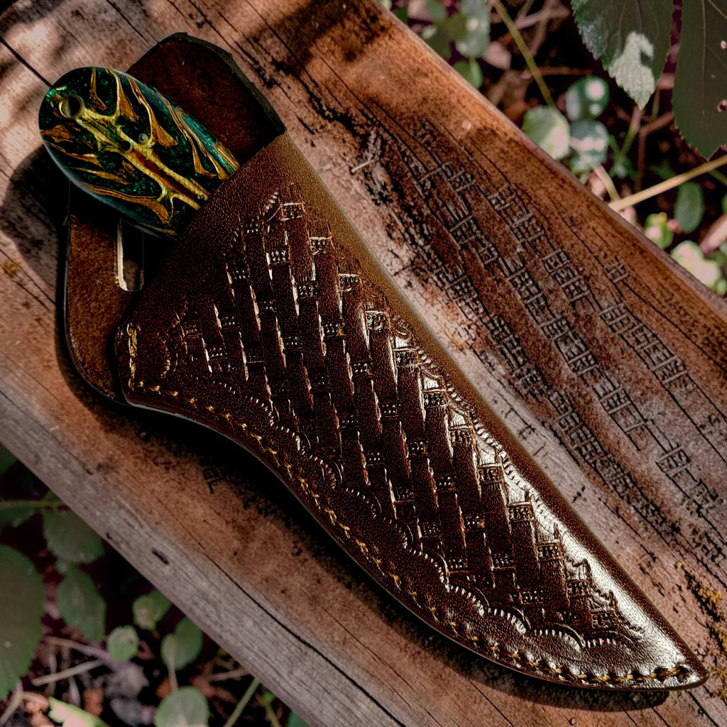 Timbercat Knives Handmade Hunting Skinner Knife 8 Inches with Cowhide Leather Sheath J2 Steel 1013