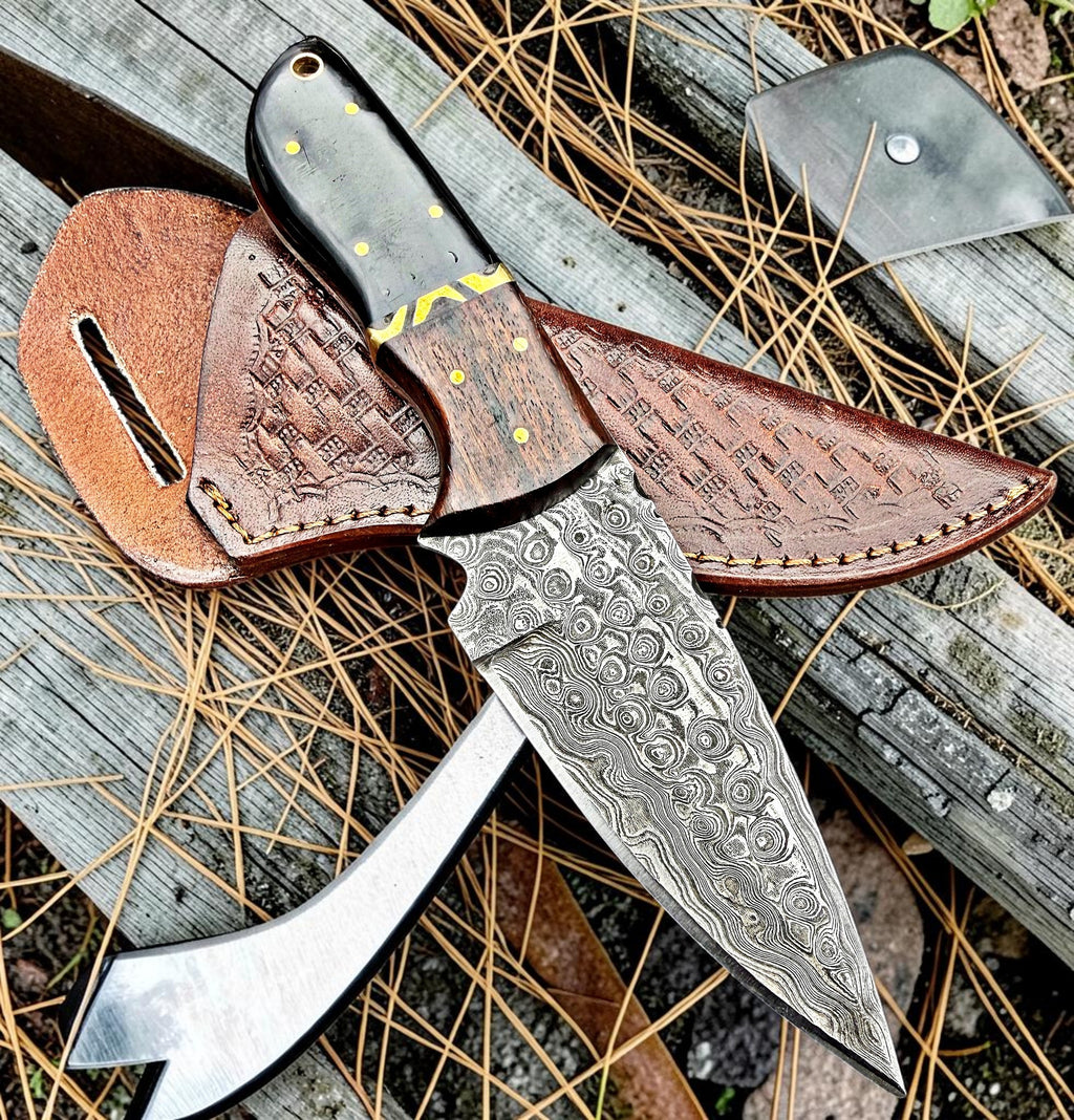 Timbercat Knives Handmade Damascus Steel Hunting Skinner Knife 8.5 Inches with Cowhide Leather Sheath 1015