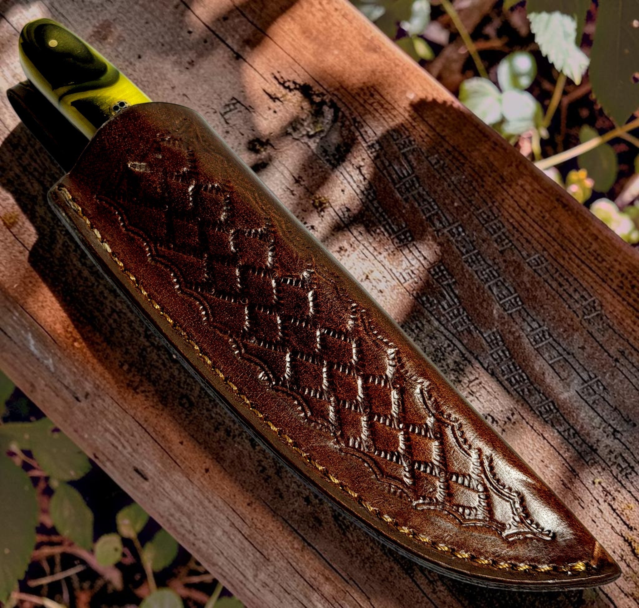 Timbercat Knives Handmade Hunting Bull Cutter Knife 8 Inches with Cowhide Leather Sheath J2 Steel 1016