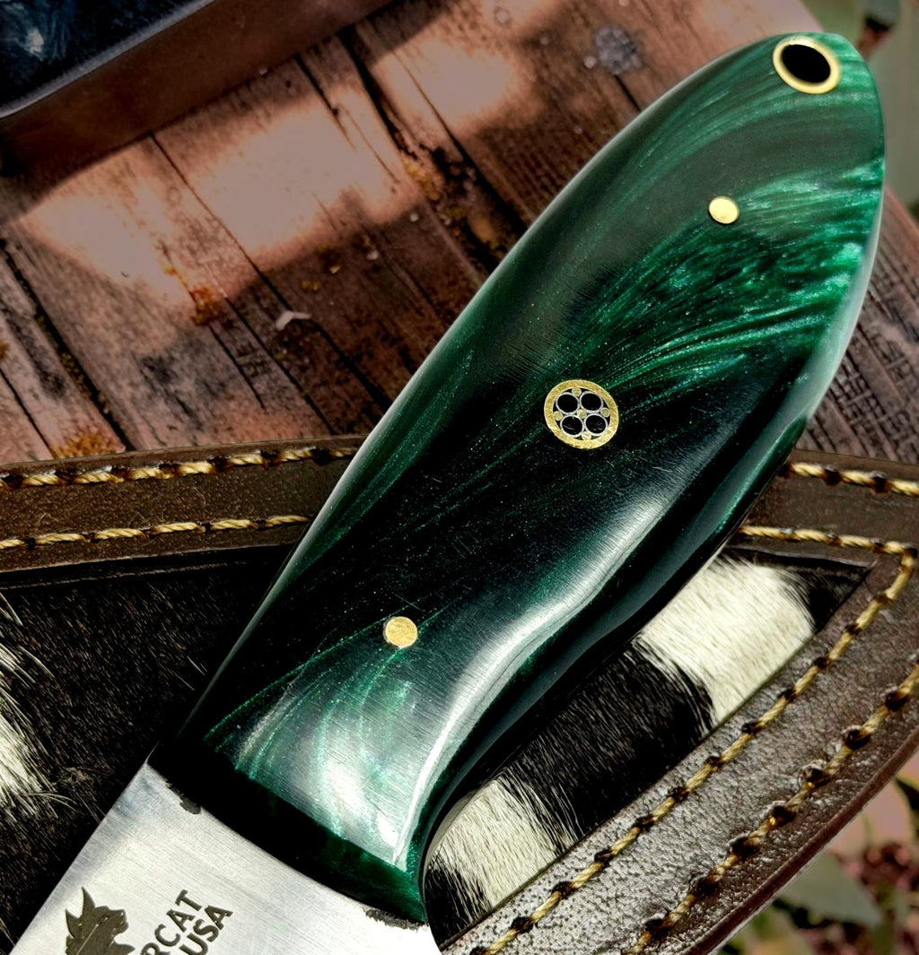 Timbercat Knives Handmade Hunting Skinner Knife 7 Inches with Cowhide Leather Sheath J2 Steel 1017