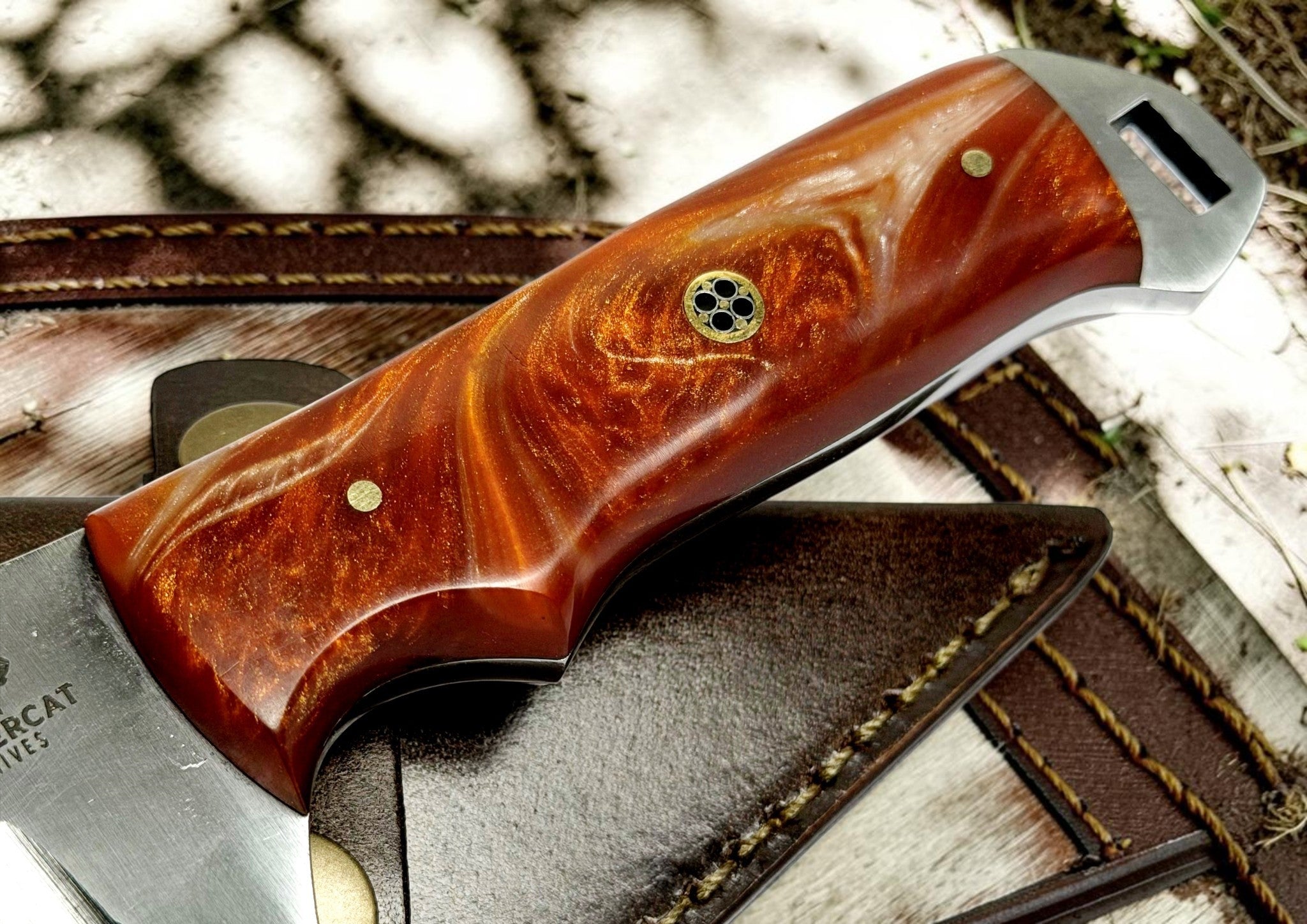 Timbercat Knives Handmade Hunting Tanto Knife 9 Inches with Cowhide Leather Sheath J2 Steel 1019