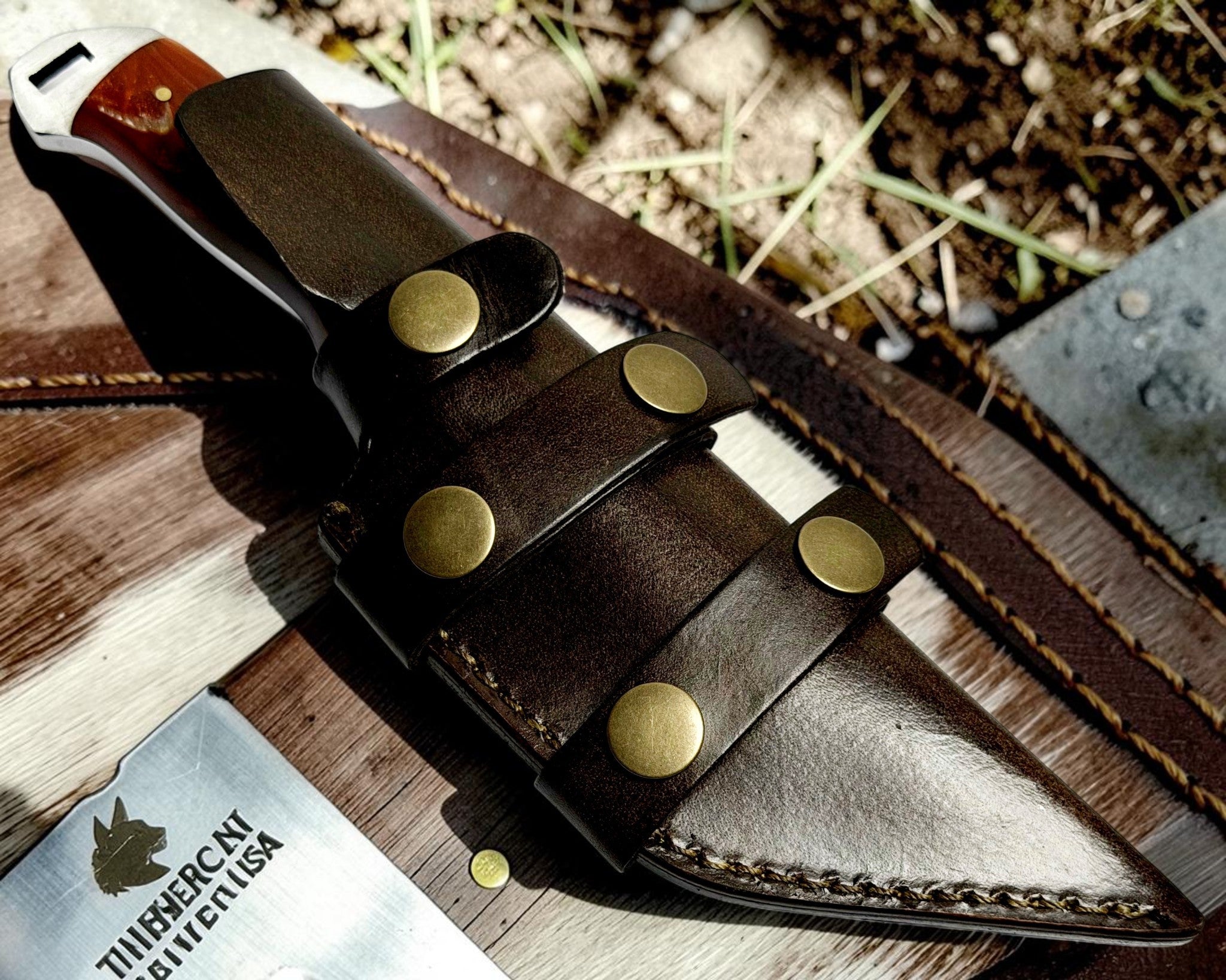Timbercat Knives Handmade Hunting Tanto Knife 9 Inches with Cowhide Leather Sheath J2 Steel 1019