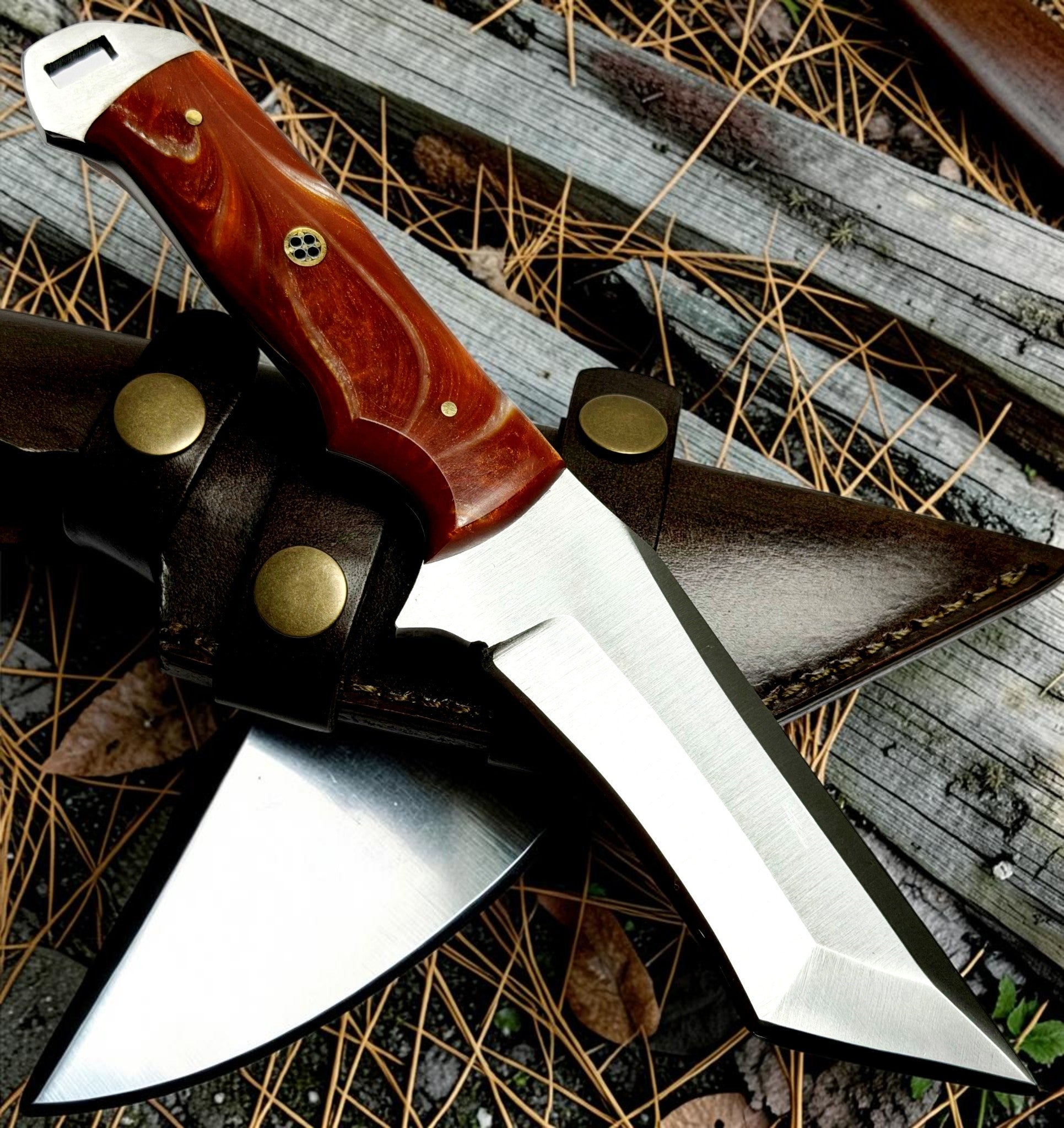 Timbercat Knives Handmade Hunting Tanto Knife 9 Inches with Cowhide Leather Sheath J2 Steel 1019
