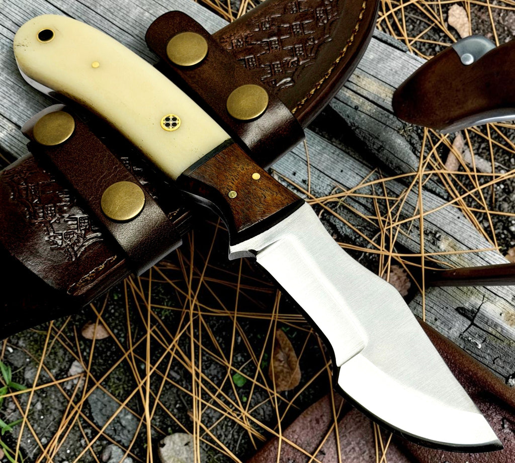 Timbercat Knives Handmade Hunting Tracker Knife 9 Inches with Cowhide Leather Sheath J2 Steel 1020