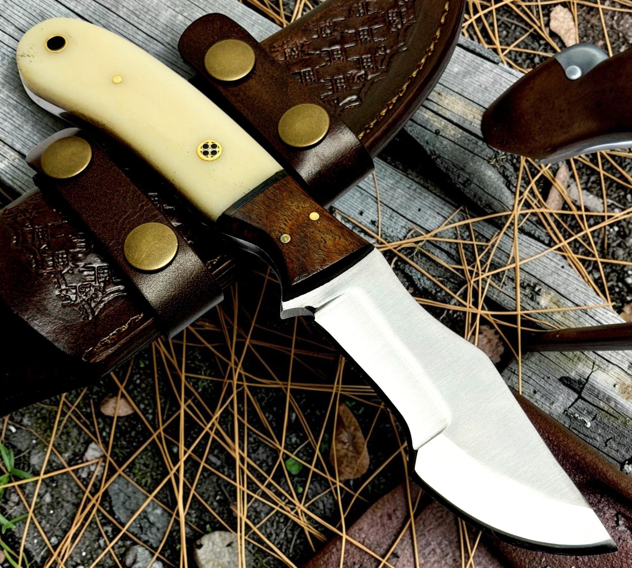 Timbercat Knives Handmade Hunting Tracker Knife 9 Inches with Cowhide Leather Sheath J2 Steel 1020