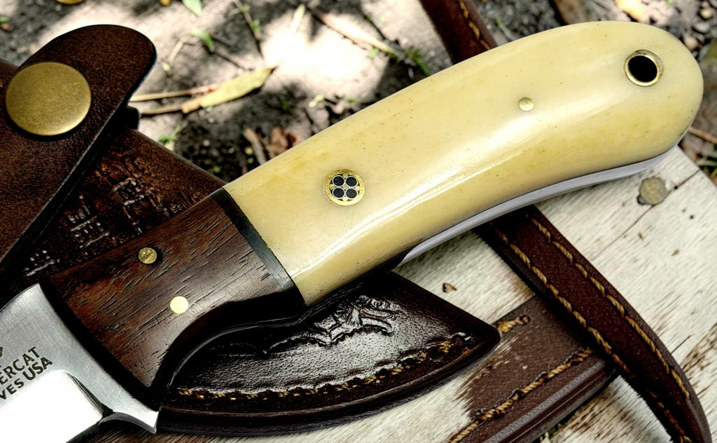 Timbercat Knives Handmade Hunting Tracker Knife 9 Inches with Cowhide Leather Sheath J2 Steel 1020