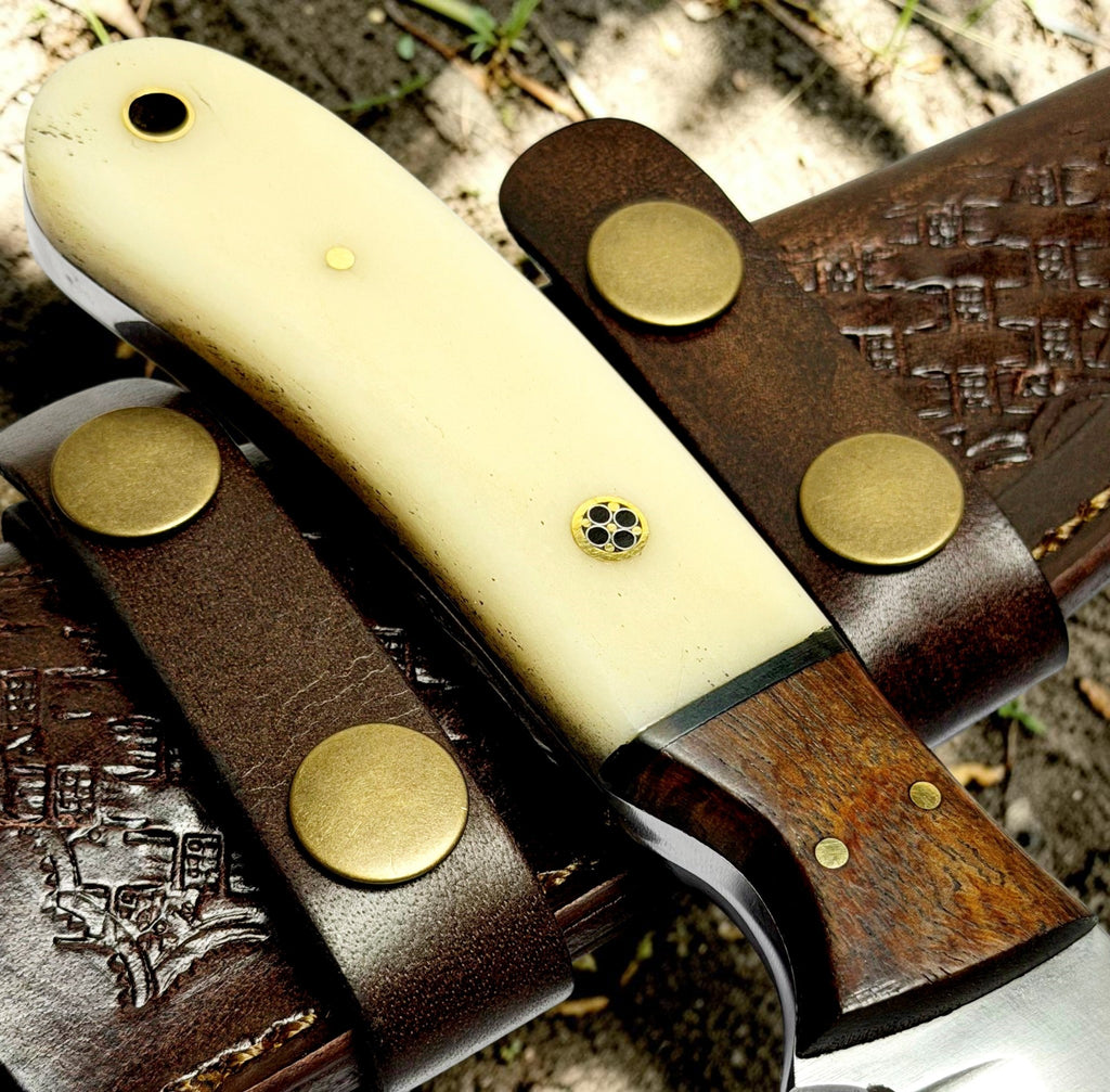 Timbercat Knives Handmade Hunting Tracker Knife 9 Inches with Cowhide Leather Sheath J2 Steel 1020