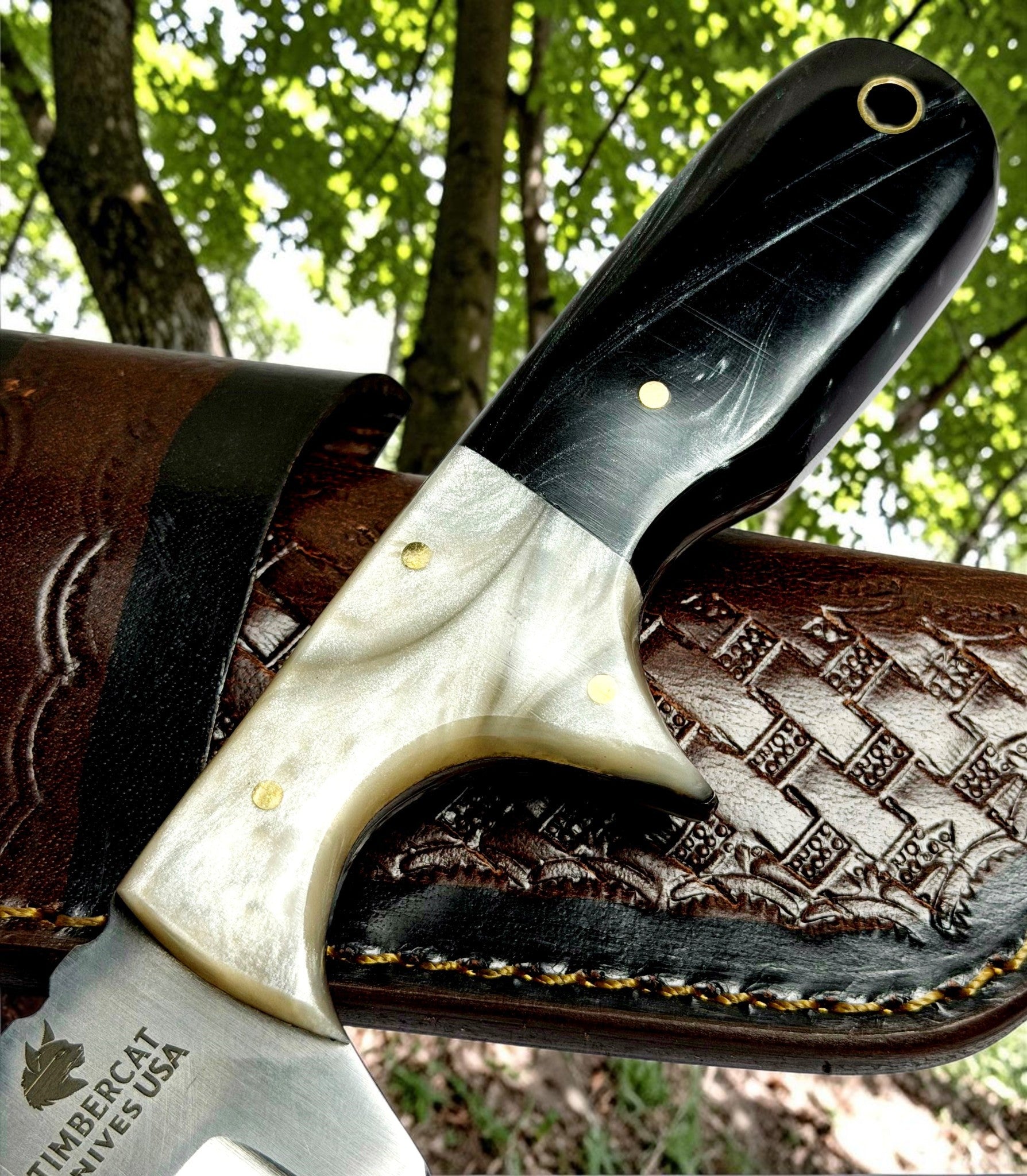 Timbercat Knives Handmade Hunting Tanto Knife 8 Inches with Cowhide Leather Sheath J2 Steel 1021