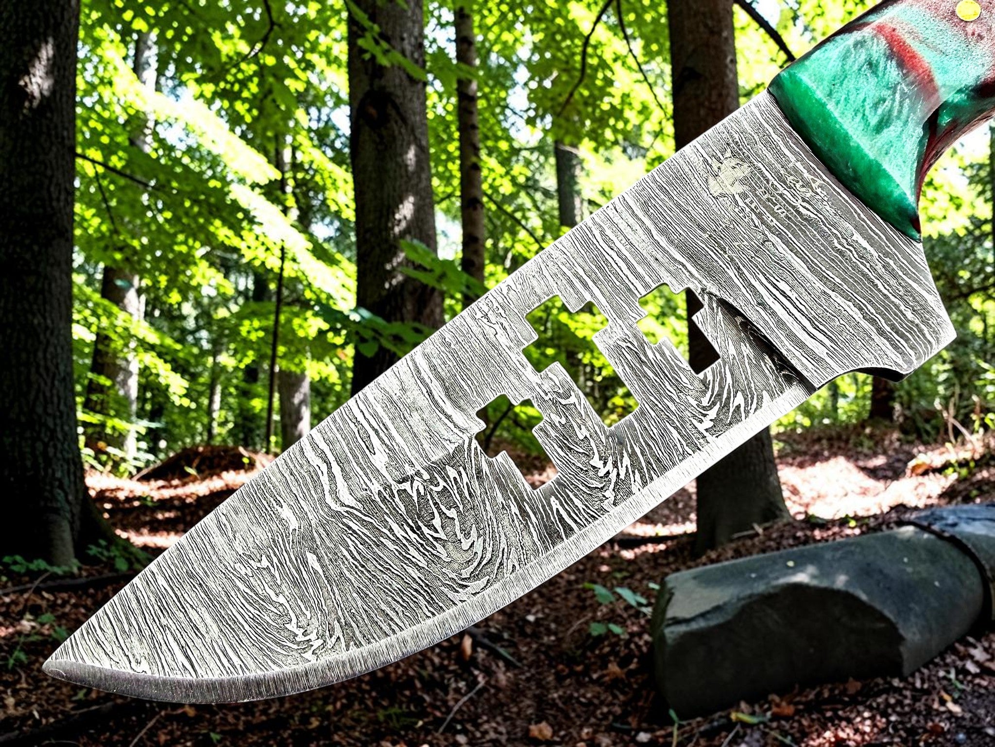 Timbercat Knives Handmade Damascus Steel Hunting Skinner Knife 7.5 Inches with Cowhide Leather Sheath 1022