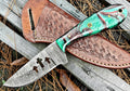Timbercat Knives Handmade Damascus Steel Hunting Skinner Knife 7.5 Inches with Cowhide Leather Sheath 1022