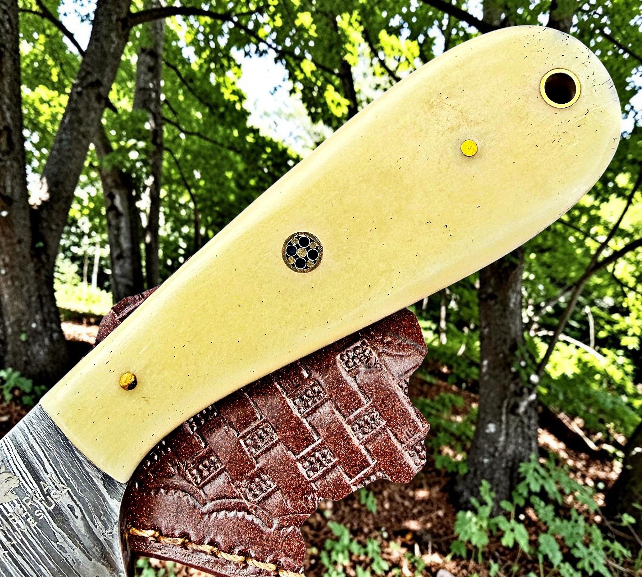 Timbercat Knives Handmade Damascus Steel Hunting Skinner Knife 7.5 Inches with Cowhide Leather Sheath 1023
