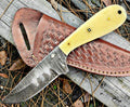 Timbercat Knives Handmade Damascus Steel Hunting Skinner Knife 7.5 Inches with Cowhide Leather Sheath 1023