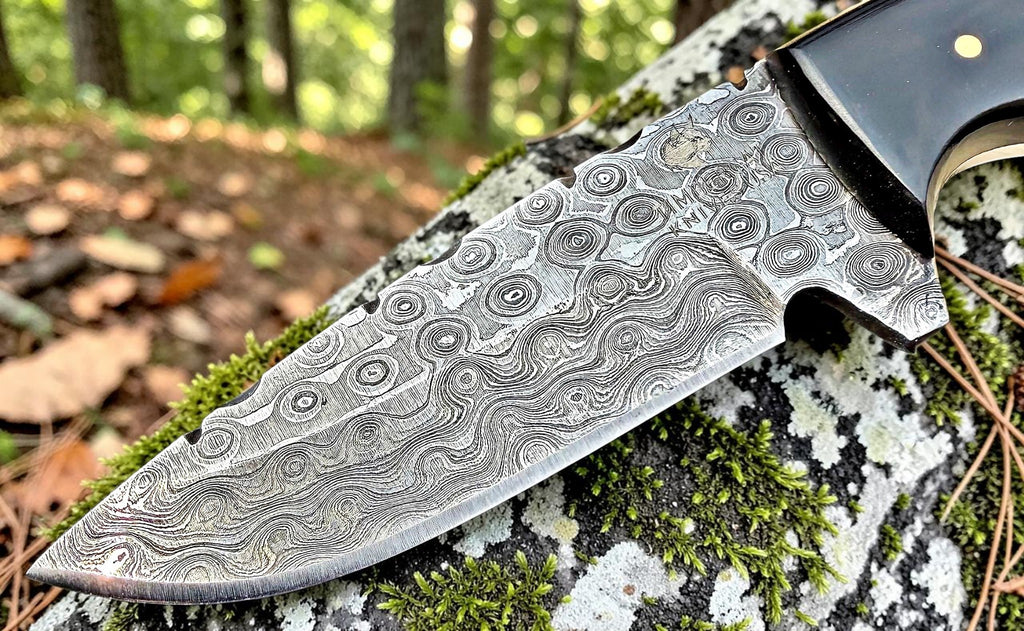 Timbercat Knives Handmade Damascus Steel Hunting Skinner Knife 8 Inches with Cowhide Leather Sheath 1024