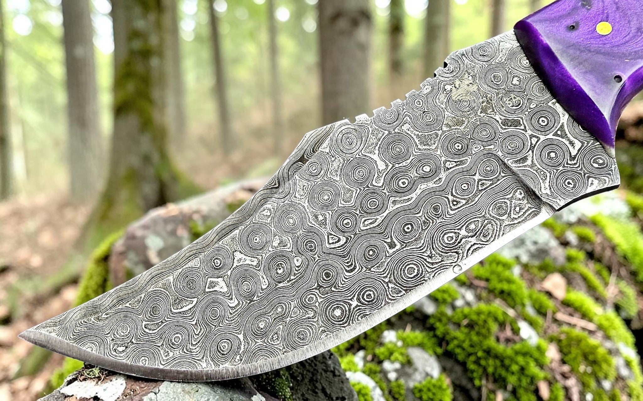 Timbercat Knives Handmade Damascus Steel Hunting Skinner Knife 8 Inches with Cowhide Leather Sheath 1025