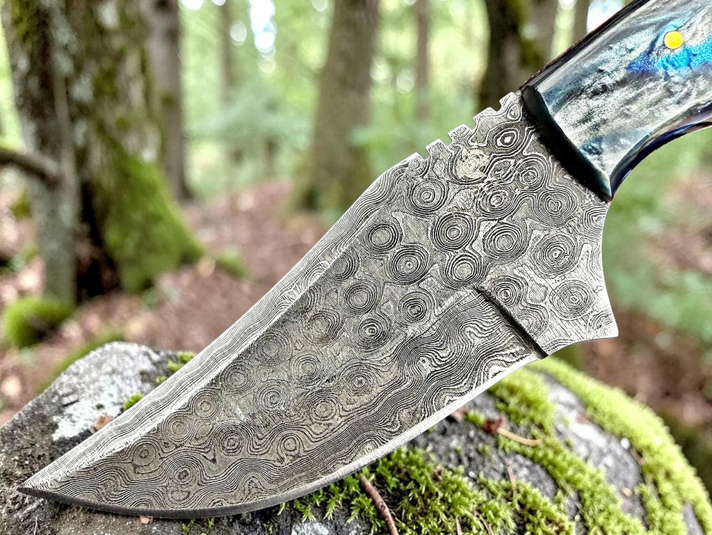 Timbercat Knives Handmade Damascus Steel Hunting Skinner Knife 8 Inches with Cowhide Leather Sheath 1027