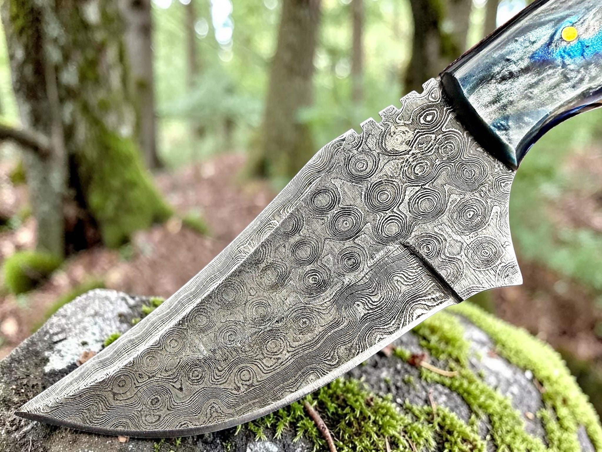 Timbercat Knives Handmade Damascus Steel Hunting Skinner Knife 8 Inches with Cowhide Leather Sheath 1027