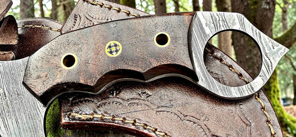 Timbercat Knives Handmade Damascus Steel Hunting Karambit Knife 7.5 Inches with Cowhide Leather Sheath 1028