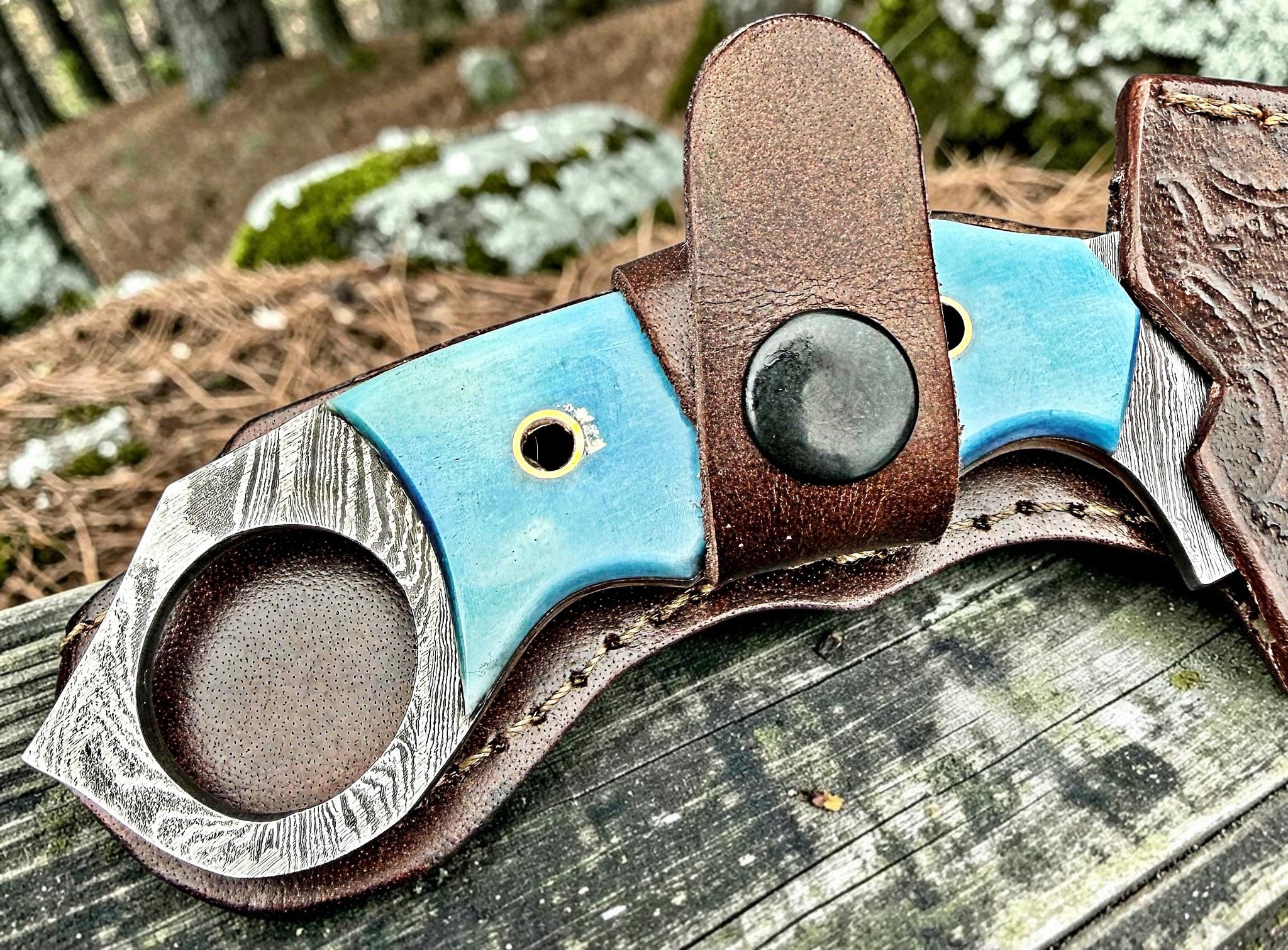 Timbercat Knives Handmade Damascus Steel Hunting Karambit Knife 7.5 Inches with Cowhide Leather Sheath 1029