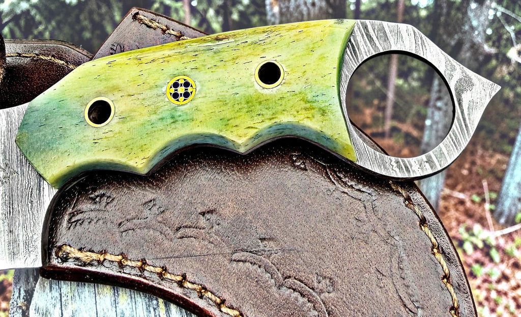 Timbercat Knives Handmade Damascus Steel Hunting Karambit Knife 7.5 Inches with Cowhide Leather Sheath 1030
