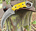 Timbercat Knives Handmade Damascus Steel Hunting Karambit Knife 7.5 Inches with Cowhide Leather Sheath 1031