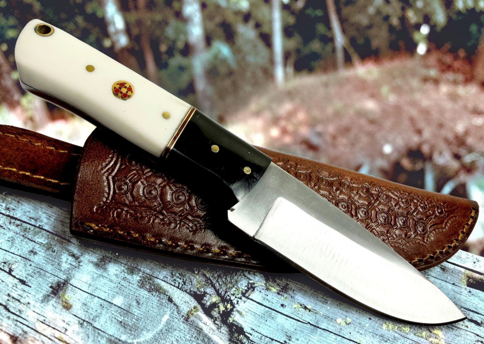 Timbercat Knives Handmade Hunting Skinner Knife 8 Inches with Cowhide Leather Sheath J2 Steel 1032
