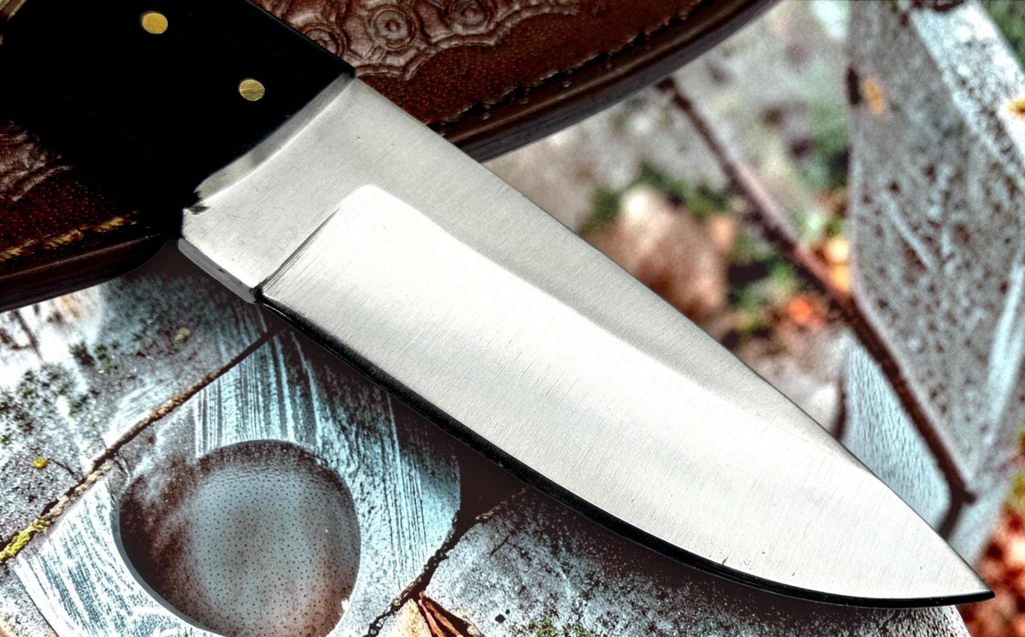 Timbercat Knives Handmade Hunting Skinner Knife 8 Inches with Cowhide Leather Sheath J2 Steel 1032