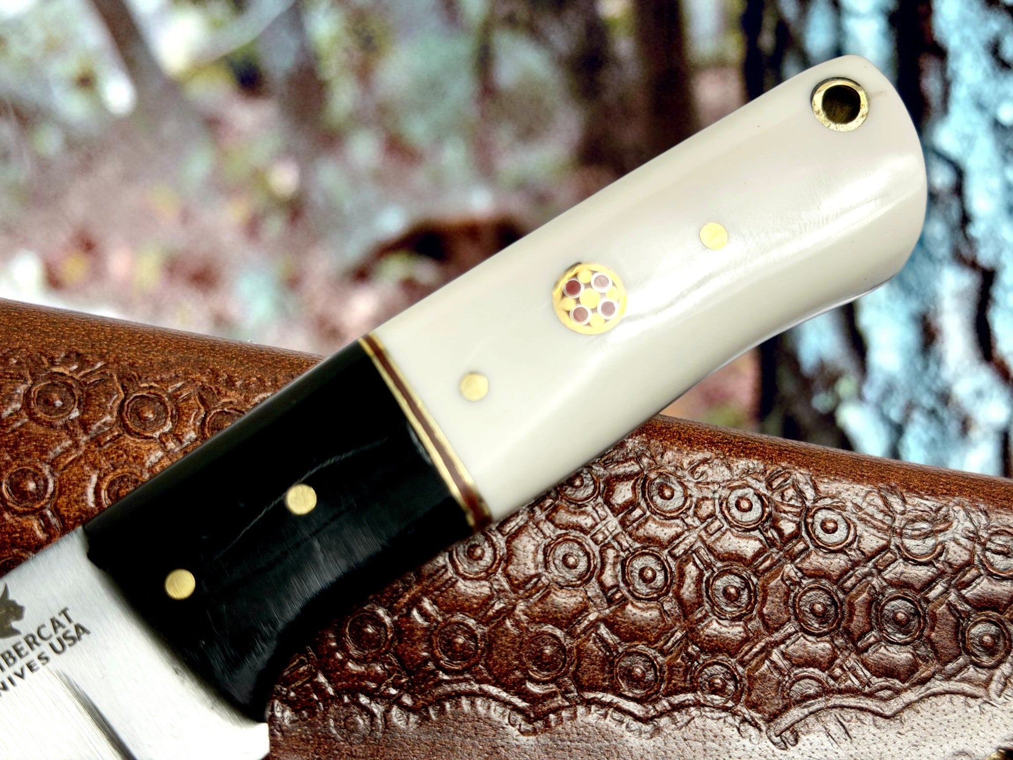 Timbercat Knives Handmade Hunting Skinner Knife 8 Inches with Cowhide Leather Sheath J2 Steel 1032