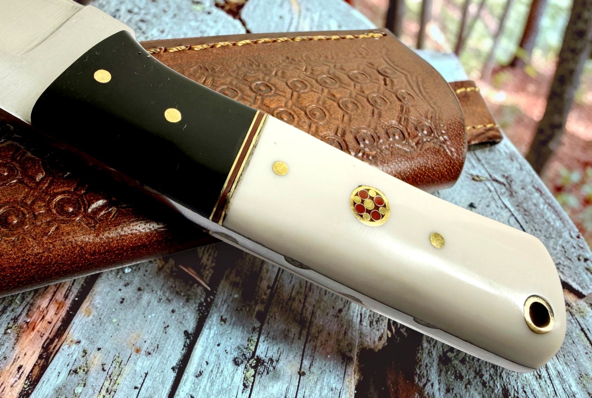 Timbercat Knives Handmade Hunting Skinner Knife 8 Inches with Cowhide Leather Sheath J2 Steel 1032