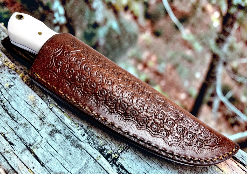 Timbercat Knives Handmade Hunting Skinner Knife 8 Inches with Cowhide Leather Sheath J2 Steel 1032