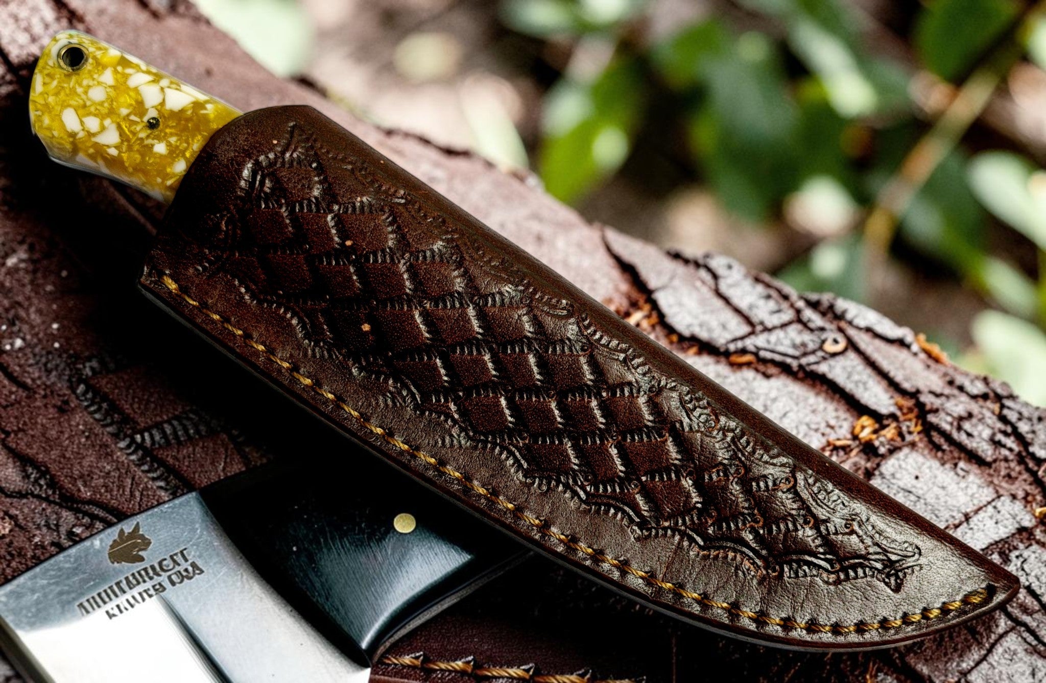Timbercat Knives Handmade Hunting Skinner Knife 8 Inches with Cowhide Leather Sheath J2 Steel 1033
