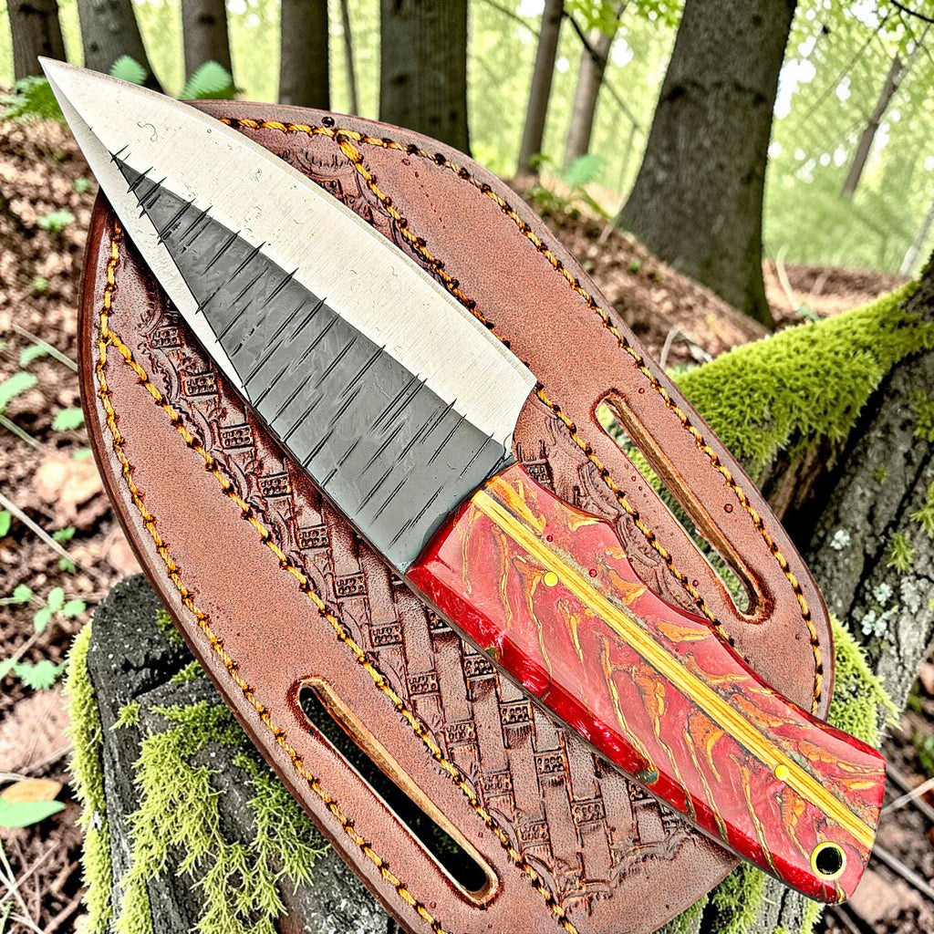 Timbercat Knives Handmade Hunting Skinner Knife 8 Inches with Cowhide Leather Sheath J2 Steel 1034