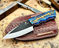 Timbercat Knives Handmade Hunting Skinner Knife 8 Inches with Cowhide Leather Sheath J2 Steel 1035
